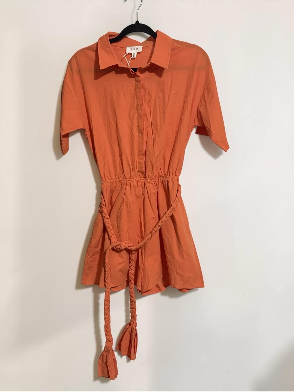 Heyson Orange Collared Short-Sleeve Romper